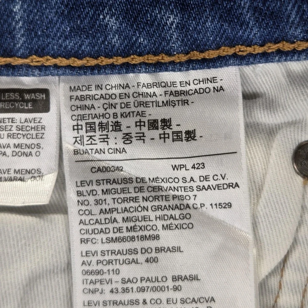 Levis 511 Jeans Mens Selvedge Blue Light Wash Slim Whiskers Honeycomb Fits 31x29